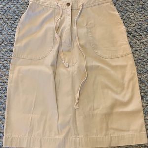 Vintage LL BEAN Cotton Twill Skirt Modest Khaki Size 4